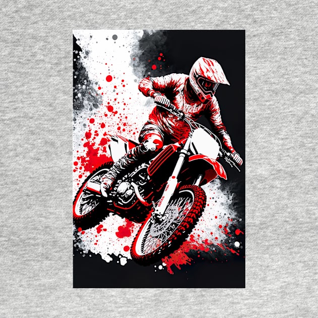 Dirt Bike With Red and Black Paint Splash Design by KoolArtDistrict